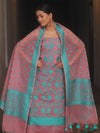 Banarasee Organza Resham Zari Salwar Kameez Fabric With Dupatta-Pink