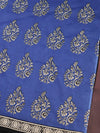 Handloom Mul Cotton Hand-Block Print Saree-Black & Blue