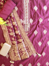 Banarasee Handloom Chanderi Zari Work Salwar Kameez Dupatta Set-Violet