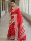 Banarasee Handloom Mashru Silk Saree Zari Border With Lace-Red