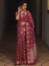 Banarasee Organza Mix Saree With Zari Buti Design-Onion Pink