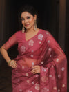 Banarasee Organza Mix Saree With Zari Buti Design-Onion Pink