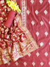 Banarasee Handloom Chanderi Zari Work Salwar Kameez Dupatta Set-Maroon