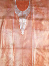 Banarasee Yoke Neck Design Tissue Salwar Kameez Fabric With Dupatta Set-Orange