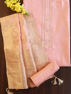 Banarasee Handloom Chanderi Zari Work Salwar Kameez Dupatta Set-Pink