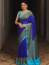 Banarasee Handloom Dupion Saree With Zari Contarst Border-Blue