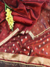 Banarasee Tissue Salwar Kameez Fabric With Plain Dupatta Set-Maroon