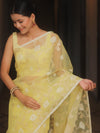 Banarasee Organza Mix Saree With Zari Jaal Design-Yellow