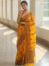 Banarasee Organza Saree With Antique Zari Buta Design-Yellow