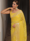 Banarasee Cotton Silk Zari Border & Buti Saree-Yellow