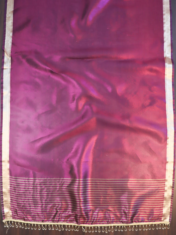 Banarasee Tissue Salwar Kameez Fabric With Plain Dupatta Set-Magenta