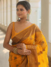 Banarasee Organza Saree With Antique Zari Buta Design-Yellow