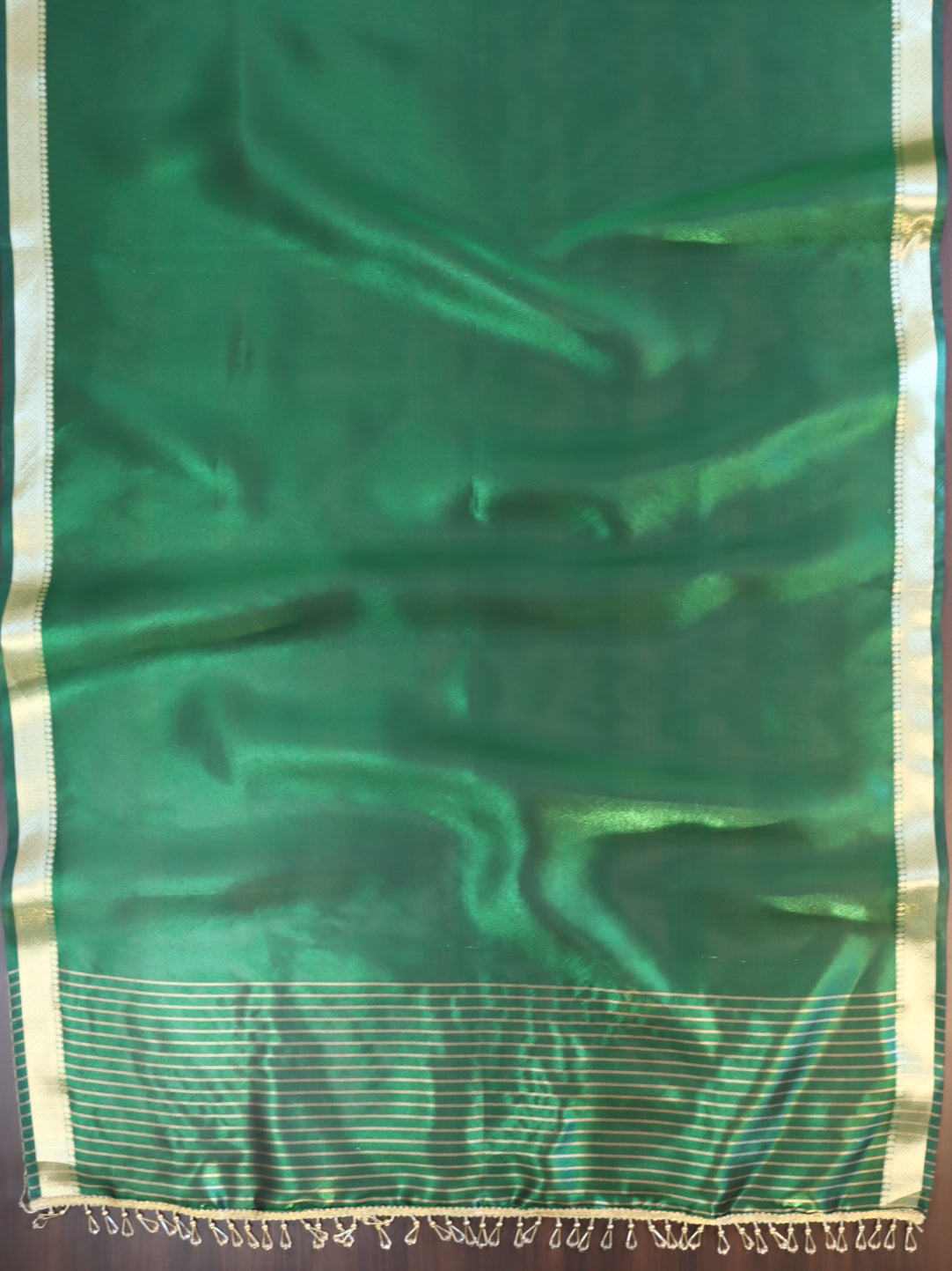 Banarasee Tissue Salwar Kameez Fabric With Plain Dupatta Set-Green