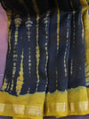 Handloom Maheshwari Silk Shibori Dye Saree-Black & Yellow