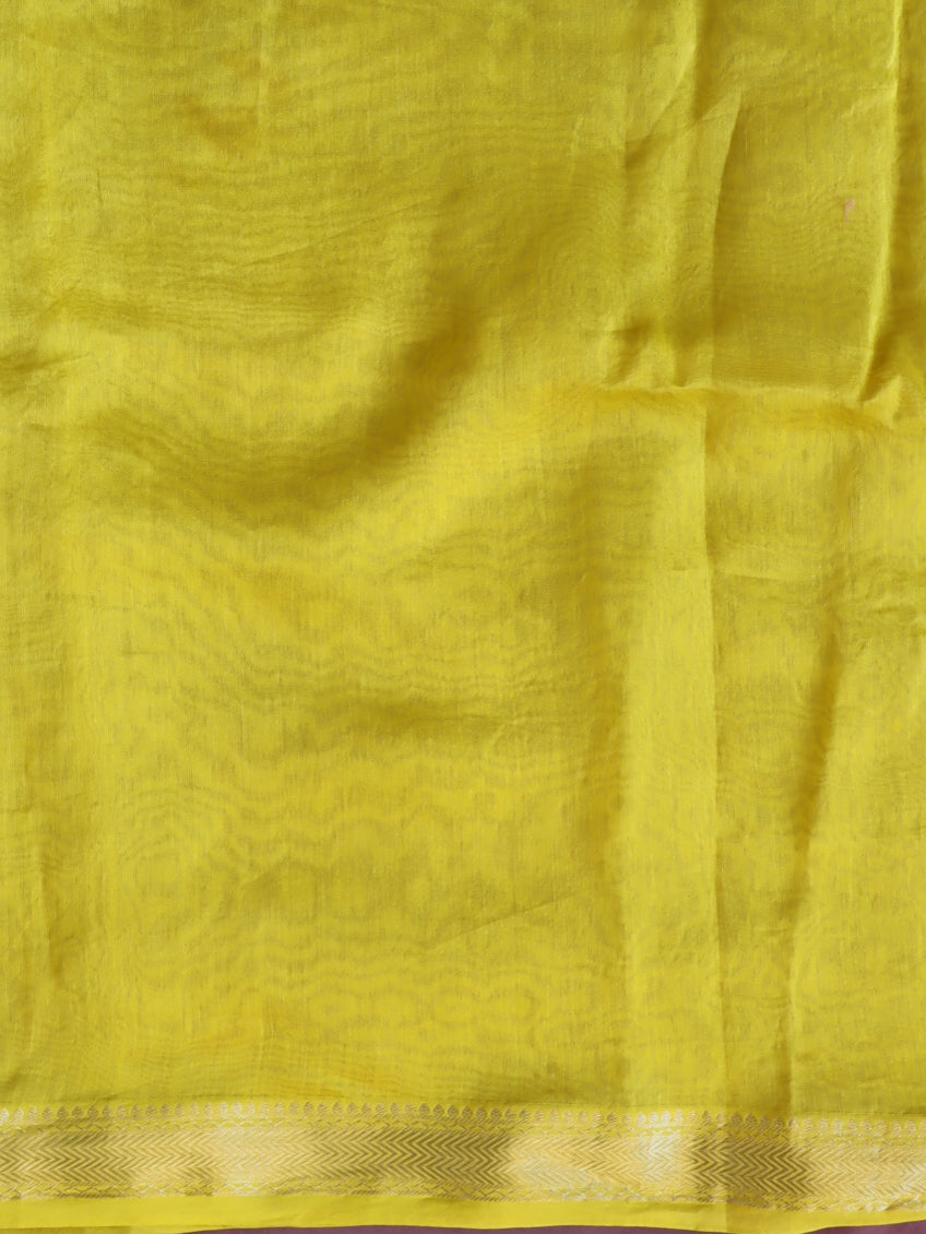 Handloom Maheshwari Silk Shibori Dye Saree-Black & Yellow