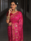 Banarasee Handwoven Georgette Saree Zari Design-Pink