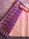 Banarasee Cotton Silk Salwar Kameez Fabric With Zari Work-Pink & Purple