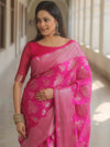 Banarasee Handwoven Art Silk Saree With Zari Border-Pink