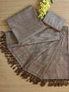 Banarasee Resham Zari Cotton Salwar Kameez Fabric With Dupatta Set-Grey