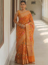 Banarasee Semi-Georgette Saree Jaal Design With Zari Border Design-Mustard Yellow