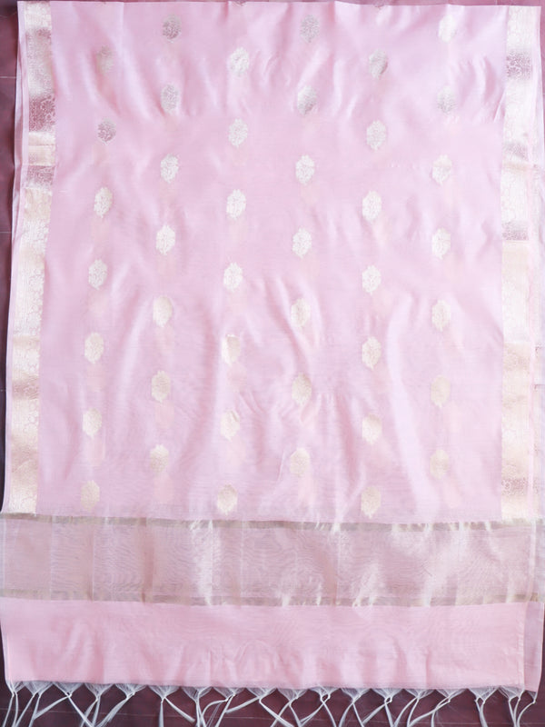 Banarasee Chanderi Zari Buti Salwar Kameez Fabric With Dupatta Set-Pink