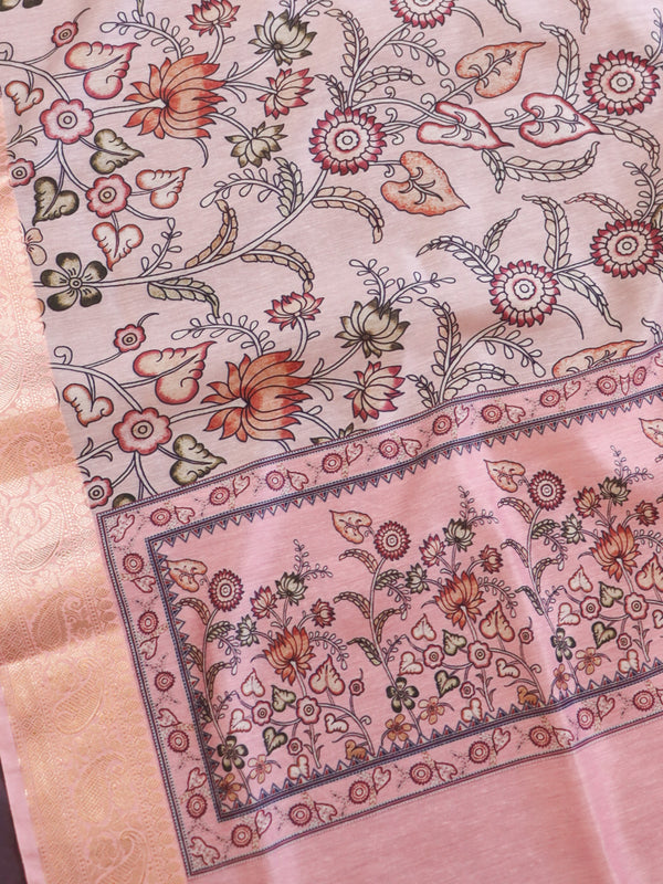 Banarasee Cotton Salwar Kameez Fabric With Printed Dupatta-Pink