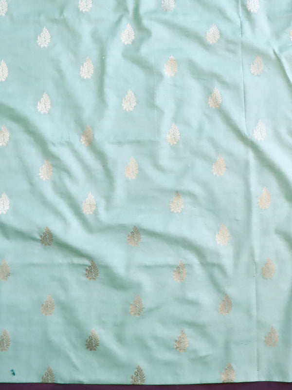 Banarasee Cotton Salwar Kameez Fabric With Printed Dupatta-Pastel Green