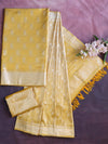 Banarasee Tissue Salwar Kameez Fabric With Dupatta Set-Yellow