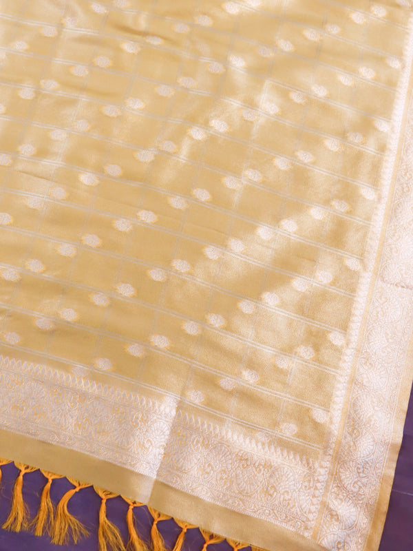 Banarasee Tissue Salwar Kameez Fabric With Dupatta Set-Yellow