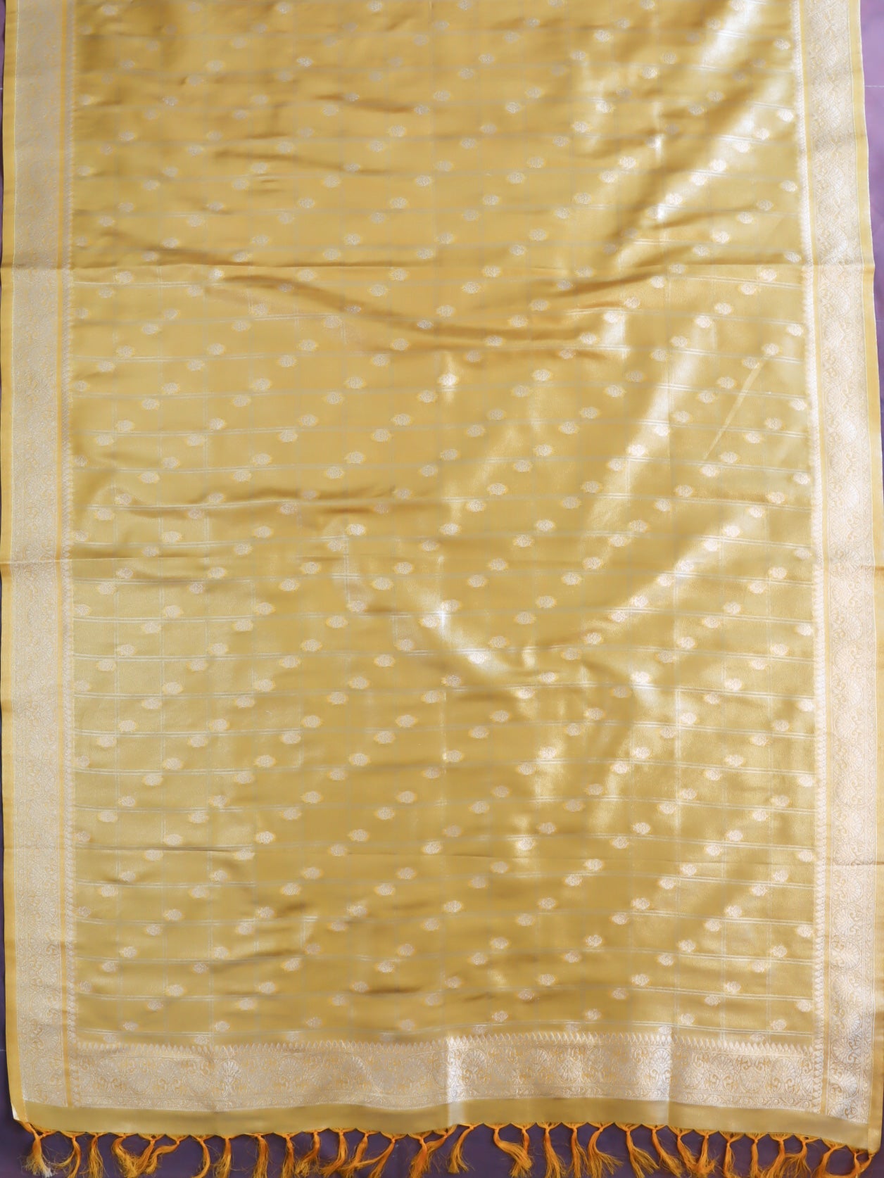 Banarasee Tissue Salwar Kameez Fabric With Dupatta Set-Yellow