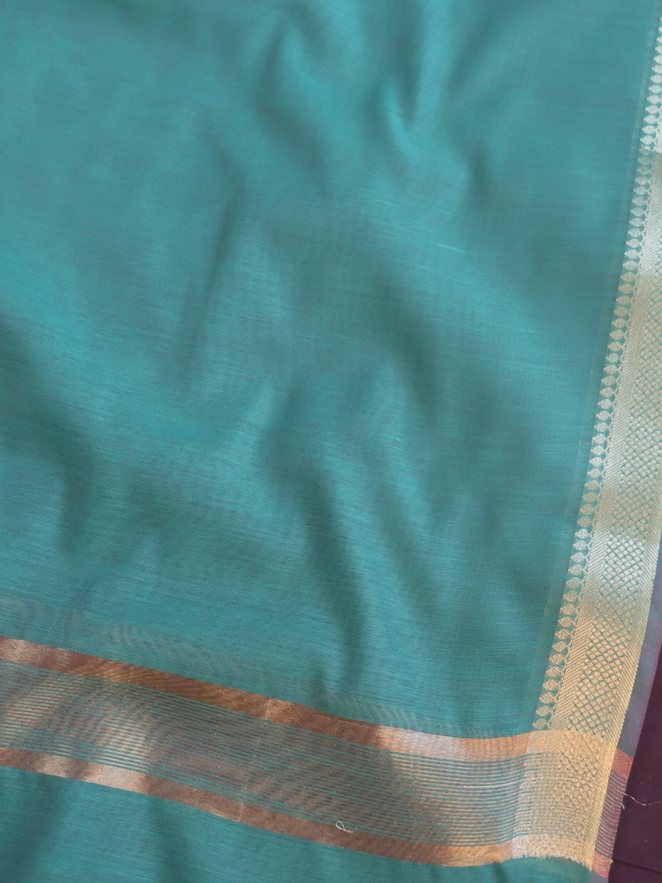 Banarasee Cotton Silk Zari Work Salwar Kameez Fabric With Plain Dupatta-Green