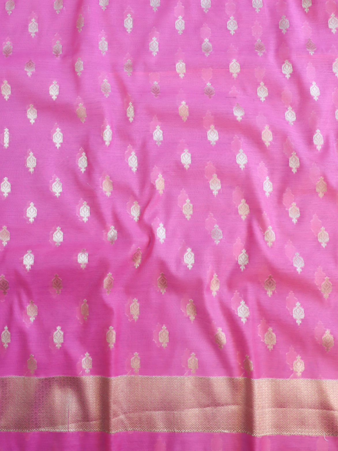 Banarasee Cotton Silk Zari Work Salwar Kameez Fabric With Plain Dupatta-Pink