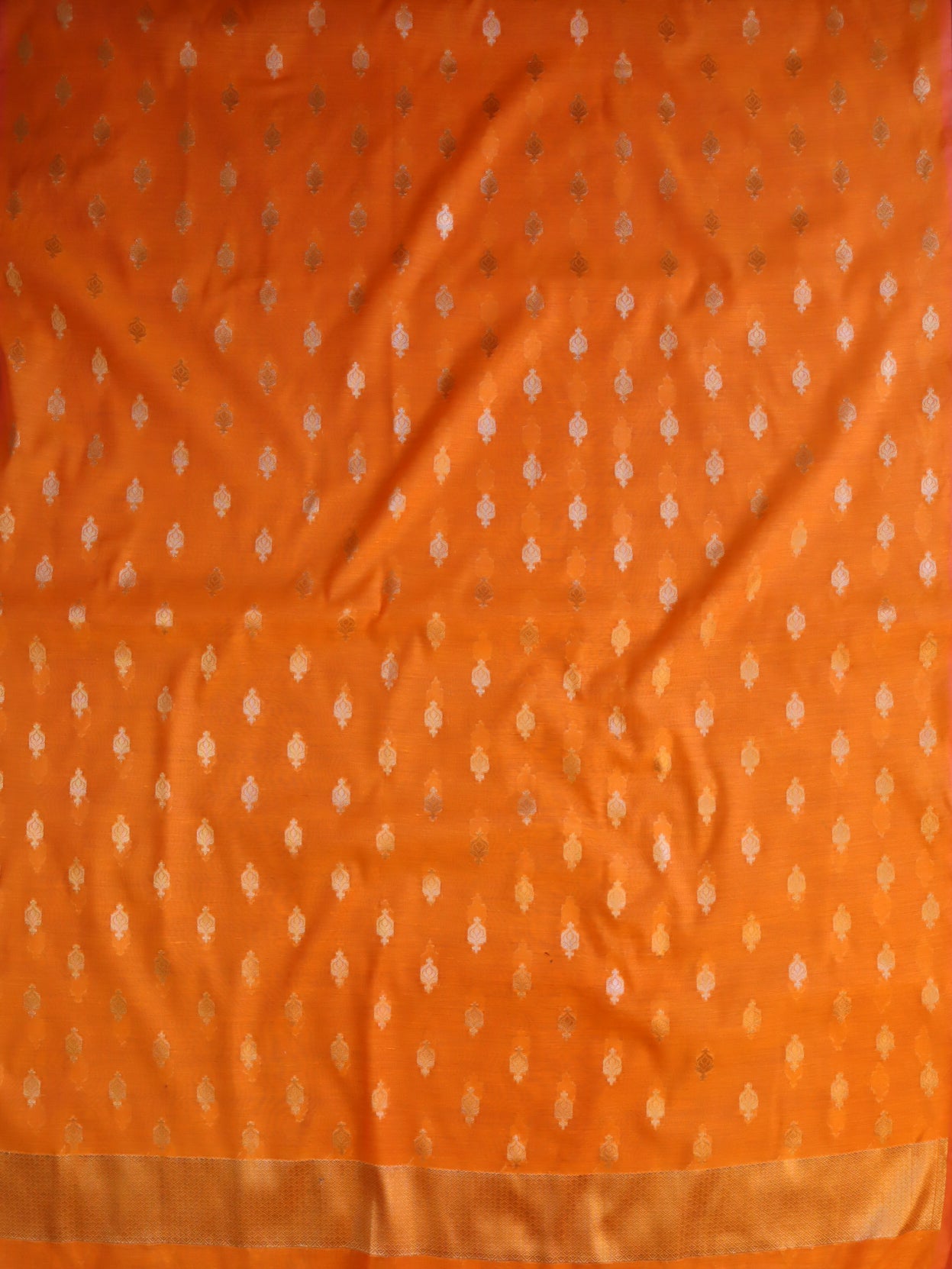 Banarasee Cotton Silk Zari Work Salwar Kameez Fabric With Plain Dupatta-Orange