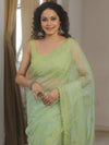 Banarasee Organza Saree With Embroidery Buta & Border-Light Green