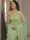 Banarasee Organza Saree With Embroidery Buta & Border-Light Green