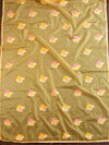 Banarasee Organza Mix Saree With Zari & Resham Buta Design-Yellow