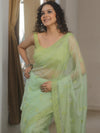 Banarasee Organza Saree With Embroidery Buta & Border-Light Green