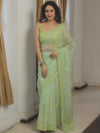 Banarasee Organza Saree With Embroidery Buta & Border-Light Green