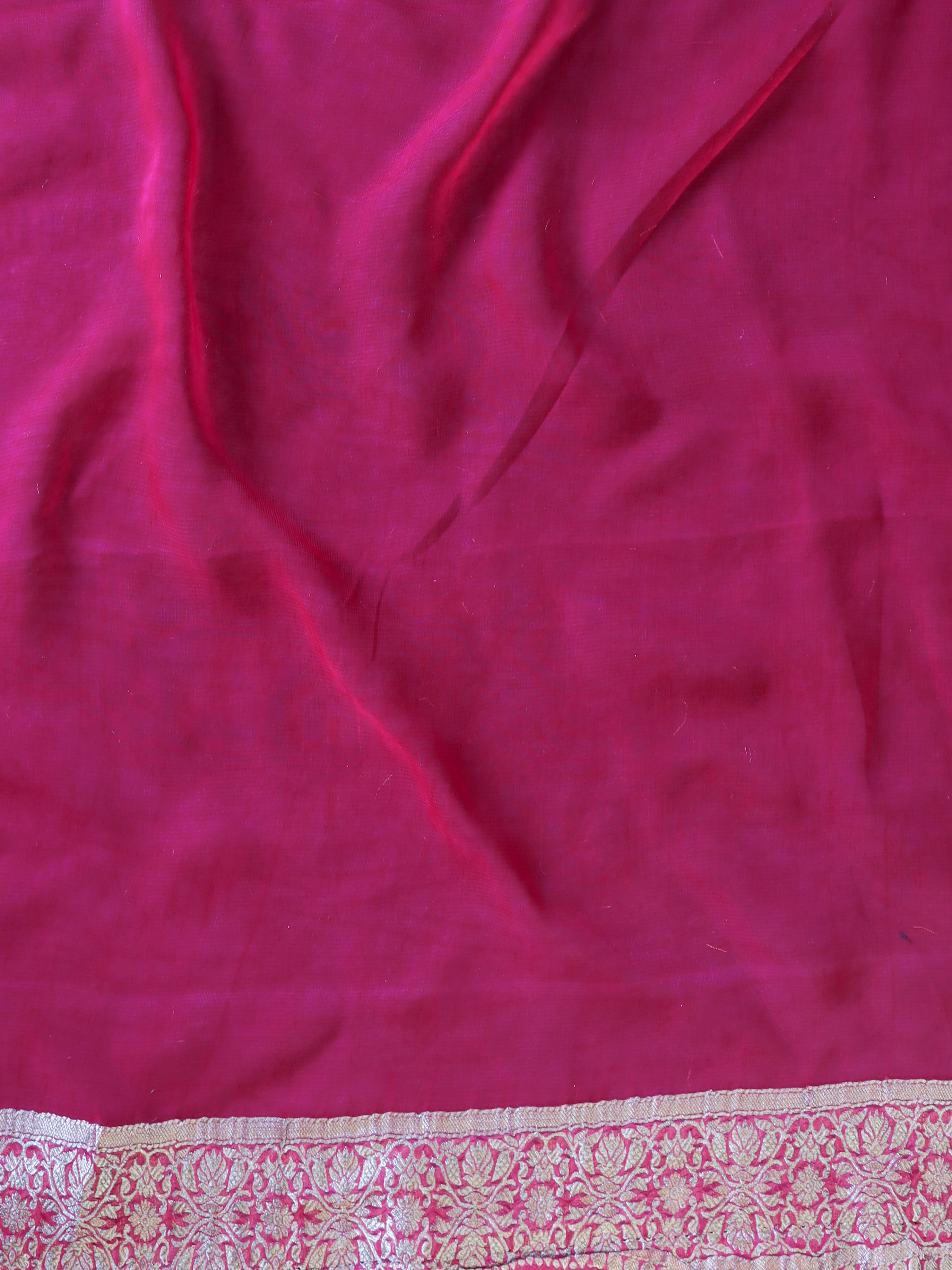 Banarasee Faux Georgette Saree With Zari Jaal Design-Pink