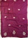 Banarasee Chiffon Saree Embroidery Buta Design With Contrast Blouse-Violet