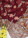 Banarasee Handwoven Semi Silk Saree With Zari Jaal Design-Maroon