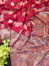 Banarasee Handwoven Semi Silk Saree With Zari Jaal Design-Pink