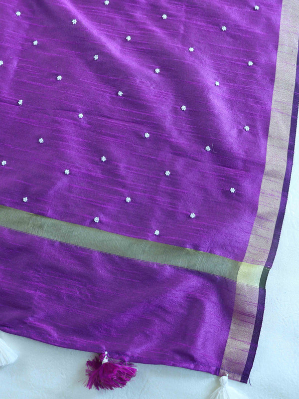 Banarasee Brocade Salwar Kameez Fabric With Art Silk Dupatta-Violet