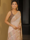 Banarasee Handloom Pure Butter Silk Saree With Resham Zari Border-Champagne