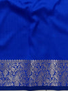 Banarasee Handwoven Semi Silk Saree With Zari Border Design-Royal Blue