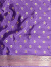 Banarasee Handwoven Georgette Saree Zari Jaal Design With Lace-Lavender