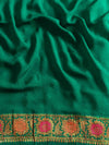 Banarasee Pure Chiffon Silk Saree With Antique & Resham Zari Work-Red & Green