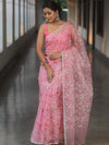 Banarasee Organza Saree With Zari Jaal Design-Pink