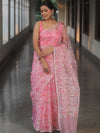 Banarasee Organza Saree With Zari Jaal Design-Pink