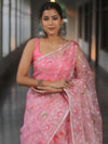 Banarasee Organza Saree With Zari Jaal Design-Pink